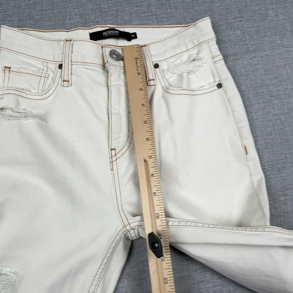 Hudson Jeans Womens 25 White Remi Straight Ankle Distressed Stretch Denim - Picture 8 of 12